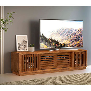 Furnitech FT70WSHO Contemporary TV Stand up to 80" TVs Media Console in Warm Honey Oak Finish.  furnitech-ft70wsho