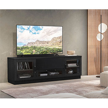 Furnitech FT72CCEB Contemporary TV Stand Media Console UP TO 80" TV'S In Ebony Finish.
