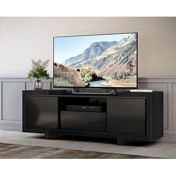 Furnitech FT75FAEB Modern TV Stand Media Console up to 85" TV'S in Black Lacquer Ebony Oak Finish. furnitech-ft75faeb