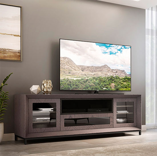 Furnitech FT78CGG TV Stand Media Console in Coastal Grey Finish Up to 85