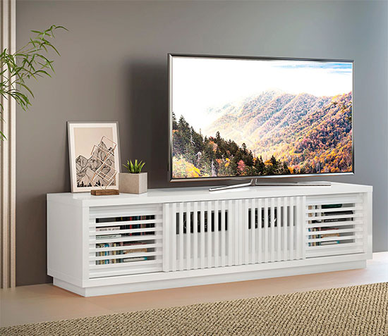 Furnitech FT82WSLW Contemporary TV Stand Console up to 90