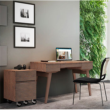 Furnitech TANGO-DK48CG Mid-Century Modern Writing Desk in Coastal Grey Finish. furnitech-tango-dk48cg