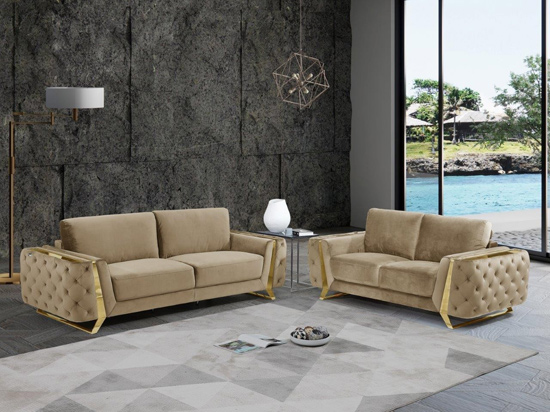 Global United 1051 Fabric 2PC (Sofa and Loveseat) Set in Beige color.