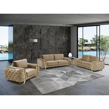  Global United 1051 Fabric 3PC Sofa Set in Beige color.