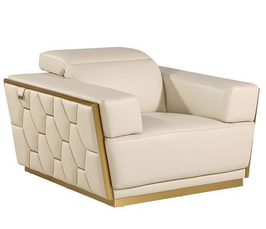 Global United Furniture 1111 Top Grain Genuine Italian Leather Chair in Beige color. 1111-beige-chair