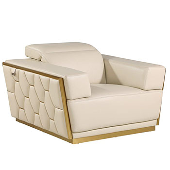 Global United Furniture 1111 Top Grain Genuine Italian Leather Chair in Beige color. 1111-beige-chair