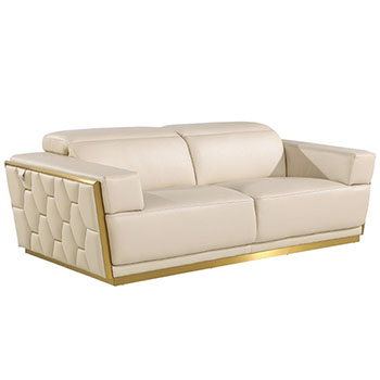 Global United Furniture 1111 Top Grain Genuine Italian Leather Sofa in Beige color. 1111-beige-sofa