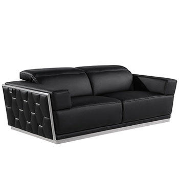 Global United Furniture 1111 Top Grain Genuine Italian Leather Sofa in Black color. 1111-black-sofa