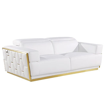 Global United Furniture 1111 Top Grain Genuine Italian Leather Sofa in White color. 1111-white-sofa