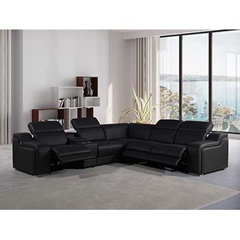 Global United Furniture 1116 sectional, 6 pieces with 3-Power Recliners and 1-Console in Black color.
