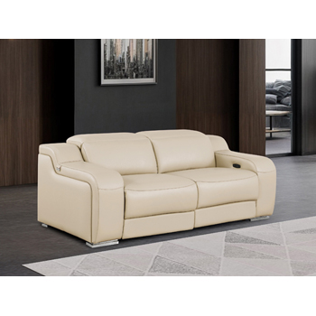  DivanItalia - Global United Furniture 1116, 2 piece Power Reclining Italian Leather Loveseat with Power Headrests in Beige color.