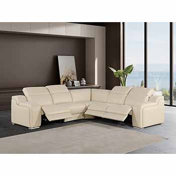 Global United Furniture 1116 sectional, 5 pieces with 3-Power Recliners in Beige color 1116-BEIGE-3PWR-5PC