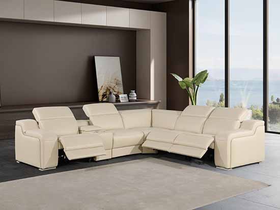 Global United Furniture 1116 sectional, 6 pieces with 3-Power Recliners and 1-Console in Beige color 1116-BEIGE-3PWR-6PC