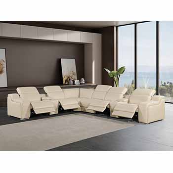 Global United Furniture 1116 sectional, 8 pieces with 4-Power Recliners and 2-Consoles in Beige color 1116-BEIGE-4PWR-8PC