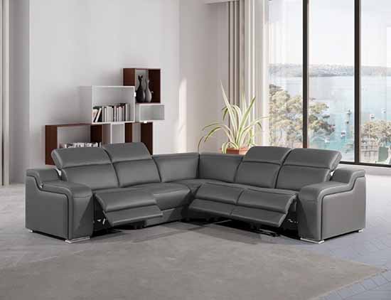 Global United Furniture 1116 sectional, 5 pieces with 3-Power Recliners in Dark Gray color 1116-DARK-GRAY-3PWR-5PC
