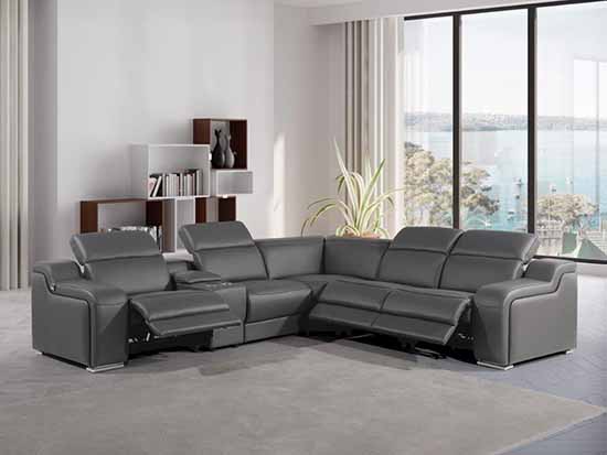 Global United Furniture 1116 sectional, 6 pieces with 3-Power Recliners and 1-Console in Dark Gray color 1116-DARK-GRAY-3PWR-6PC