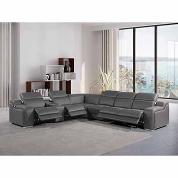 Global United Furniture 1116 sectional, 7 pieces with 4-Power Recliners and 1-Console in Dark Gray color 1116-DARK-GRAY-4PWR-7PC