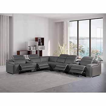 Global United Furniture 1116 sectional, 8 pieces with 4-Power Recliners and 2-Consoles in Dark Gray color 1116-DARK-GRAY-4PWR-8PC
