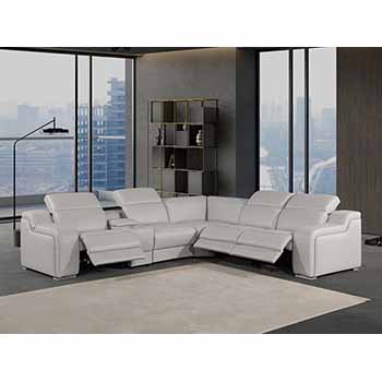 Global United Furniture 1116 sectional, 6 pieces with 3-Power Recliners and 1-Console in Light Gray color 1116-LIGHT-GRAY-3PWR-6PC