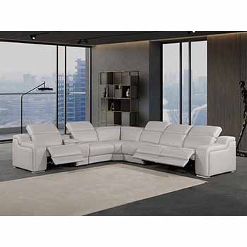 Global United Furniture 1116 sectional, 7 pieces with 3-Power Recliners and 1-Console in Light Gray color 1116-LIGHT-GRAY-3PWR-7PC