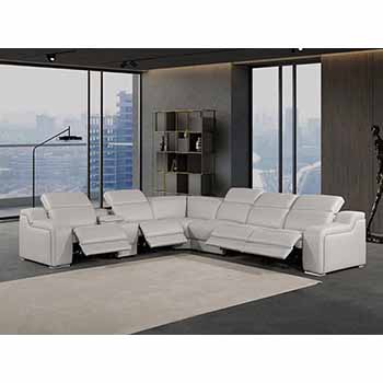 Global United Furniture 1116 sectional, 7 pieces with 4-Power Recliners and 1-Console in Light Gray color 1116-LIGHT-GRAY-4PWR-7PC
