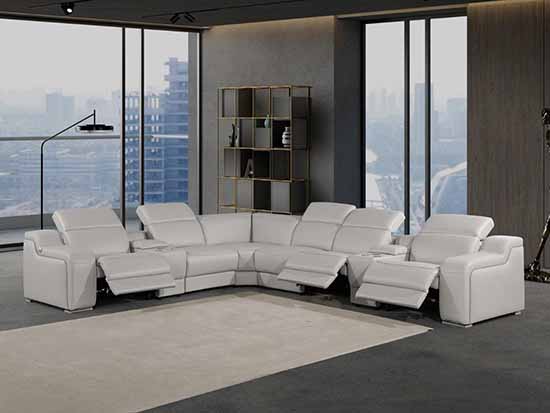 Global United Furniture 1116 sectional, 8 pieces with 3-Power Recliners and 2-Consoles in Light Gray color 1116-LIGHT-GRAY-3PWR-8PC
