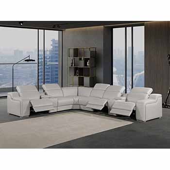 Global United Furniture 1116 sectional, 8 pieces with 3-Power Recliners and 2-Consoles in Light Gray color 1116-LIGHT-GRAY-3PWR-8PC