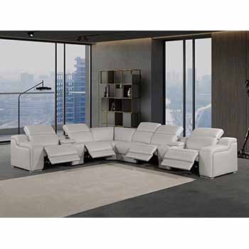 Global United Furniture 1116 sectional, 8 pieces with 4-Power Recliners and 2-Consoles in Light Gray color 1116-LIGHT-GRAY-4PWR-8PC