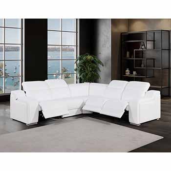 Global United Furniture 1116 sectional, 5 pieces with 3-Power Recliners in White color 1116-WHITE-3PWR-5PC