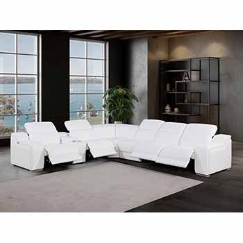 Global United Furniture 1116 sectional, 7 pieces with 4-Power Recliners and 1-Console in White color 1116-WHITE-4PWR-7PC