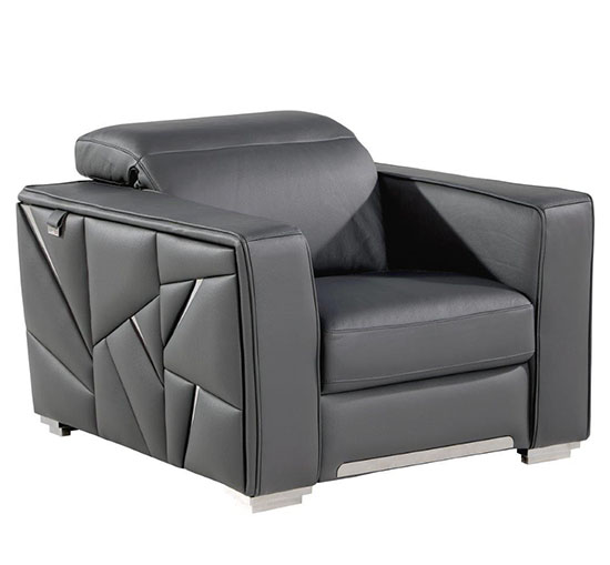 Global United Furniture 1120 Top Grain Genuine Italian Leather Chair in Dark Gray color. 1120-dark-gray-chair