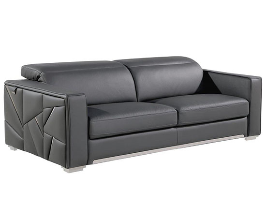 Global United Furniture 1120 Top Grain Genuine Italian Leather Sofa in Dark Gray color. 1120-dark-gray-sofa
