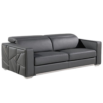 Global United Furniture 1120 Top Grain Genuine Italian Leather Sofa in Dark Gray color. 1120-dark-gray-sofa
