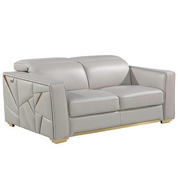 Global United Furniture 1120 Top Grain Genuine Italian Leather Loveseat in Light Gray color. 1120-light-gray-loveseat