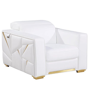 Global United Furniture 1120 Top Grain Genuine Italian Leather Chair in White color. 1120-white-chair