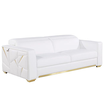 Global United Furniture 1120 Top Grain Genuine Italian Leather Sofa in White color. 1120-white-sofa
