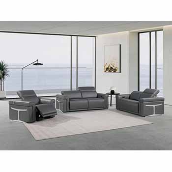 Global United Furniture 1126 Power Reclining Italian Leather 3 piece Sofa Set in Dark Gray color. 1126-3pcs-dark-gray