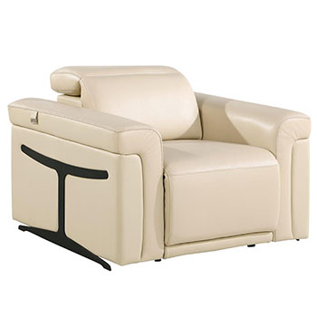 Global United Furniture 1126 Power Reclining Italian Leather Chair in Beige color. 1126-beige-chair