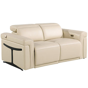 Global United Furniture 1126 Power Reclining Italian Leather Loveseat in Beige color. 1126-beige-loveseat