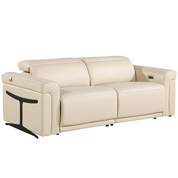 Global United Furniture 1126 Power Reclining Italian Leather Sofa in Beige color. 1126-beige-sofa