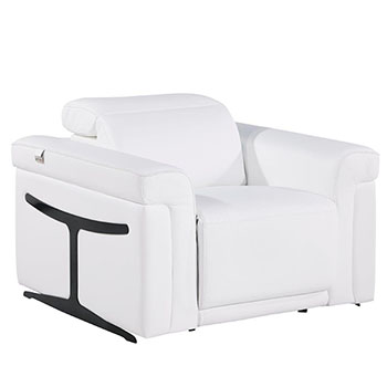 Global United Furniture 1126 Top Grain Power Reclining Italian Leather Chair in White color. 1126-white-chair