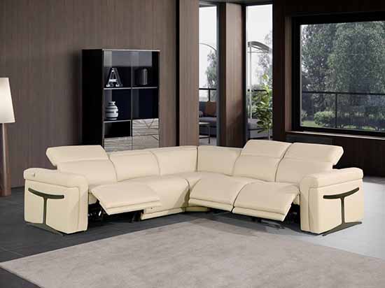 Global United Furniture 1126 sectional, 5 pieces with 3-Power Recliners in Beige color 1126-BEIGE-3PWR-5PC