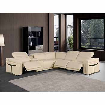 Global United Furniture 1126 sectional, 6 pieces with 3-Power Recliners and 1-Console in Beige color 1126-BEIGE-3PWR-6PC