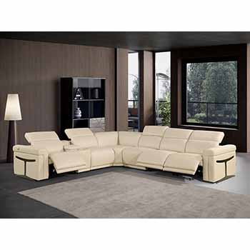 Global United Furniture 1126 sectional, 7 pieces with 3-Power Recliners and 1-Console in Beige color 1126-BEIGE-3PWR-7PC