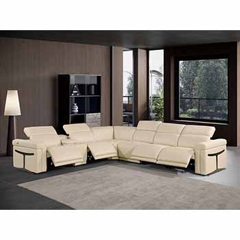 Global United Furniture 1126 sectional, 7 pieces with 4-Power Recliners and 1-Console in Beige color 1126-BEIGE-4PWR-7PC