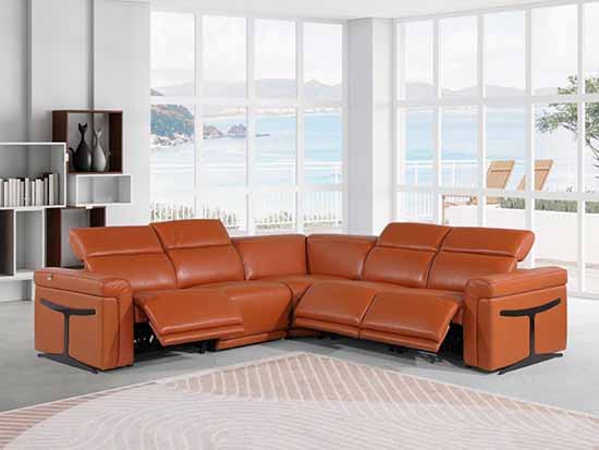 Global United Furniture 1126 sectional, 5 pieces with 3-Power Recliners in Camel color 1126-CAMEL-3PWR-5PC