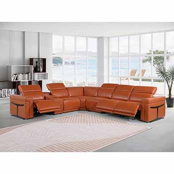 Global United Furniture 1126 sectional, 7 pieces with 3-Power Recliners and 1-Console in Camel color 1126-CAMEL-3PWR-7PC