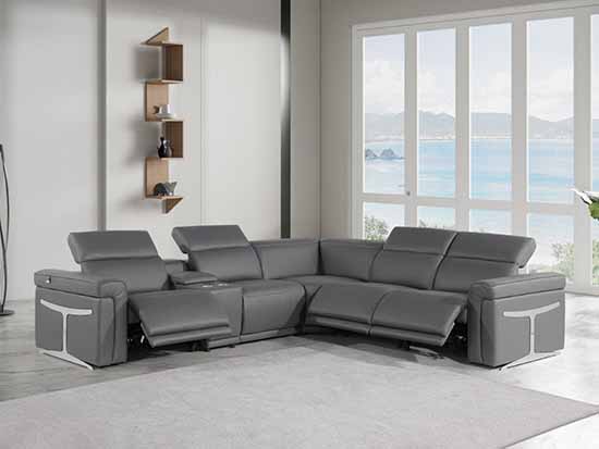 Global United Furniture 1126 sectional, 6 pieces with 3-Power Recliners and 1-Console in Dark Gray color 1126-DARK-GRAY-3PWR-6PC