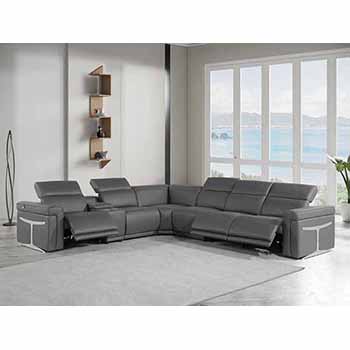 Global United Furniture 1126 sectional, 7 pieces with 3-Power Recliners and 1-Console in Dark Gray color 1126-DARK-GRAY-3PWR-7PC
