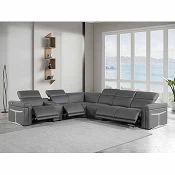 Global United Furniture 1126 sectional, 7 pieces with 4-Power Recliners and 1-Console in Dark Gray color 1126-DARK-GRAY-4PWR-7PC